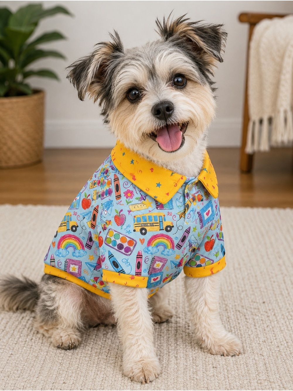 Griffy & Drake Back to School Dog Collar Shirt Small 7-10 Lbs NWT